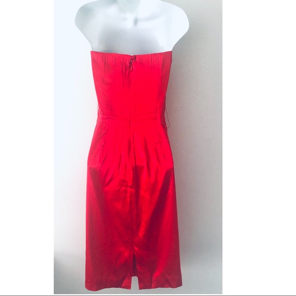 EXPRESS RED STRAPLESS DRESS SILK WITH RUFFLE DETAILS.SIZE 12 - Picture 7 of 9